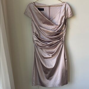Talbot Runhof Cocktail Dress Stretch Satin Duchesse in Marble Lined Size 8/M *